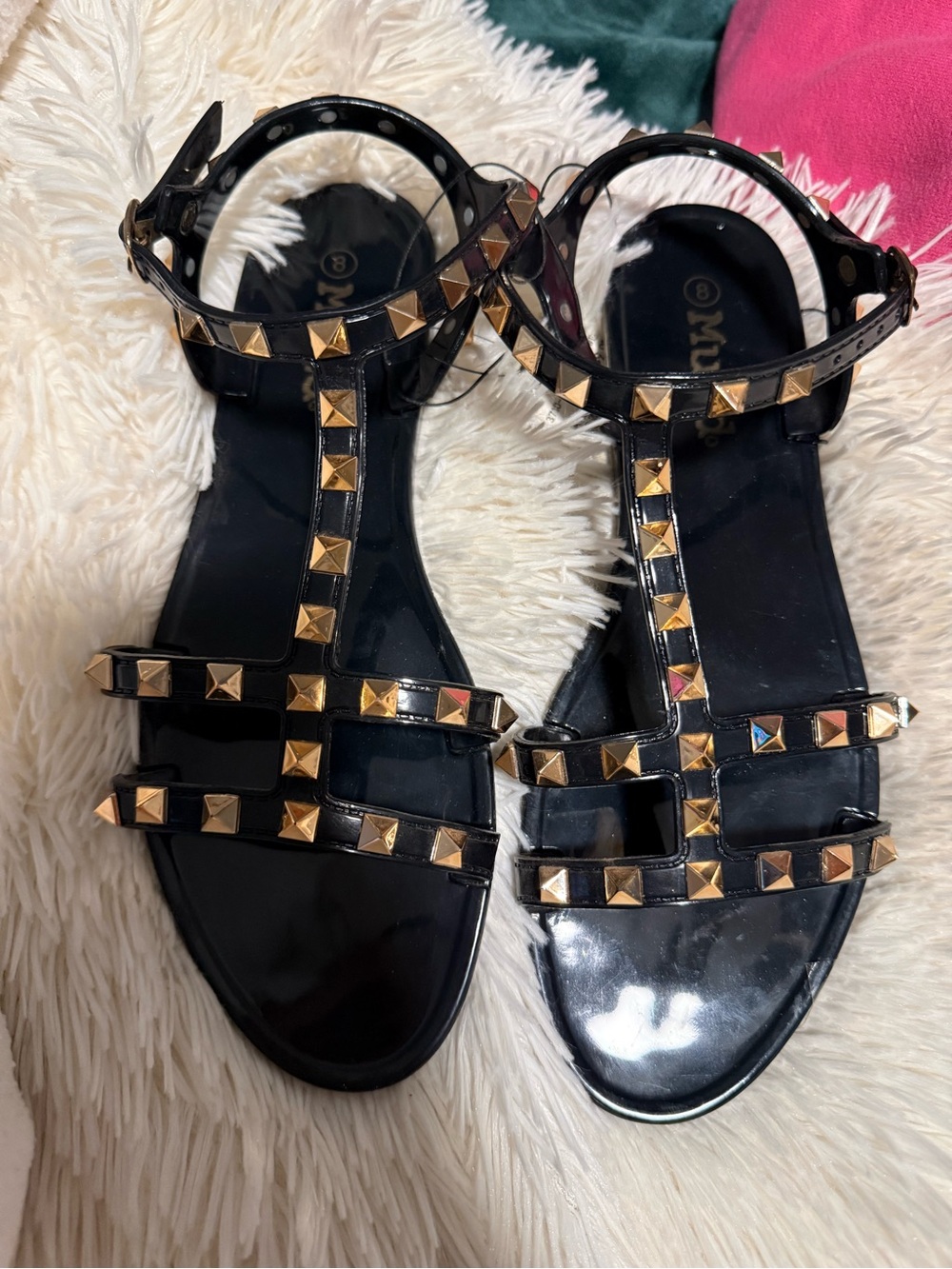 Mudd Black Studded Strappy Sandals